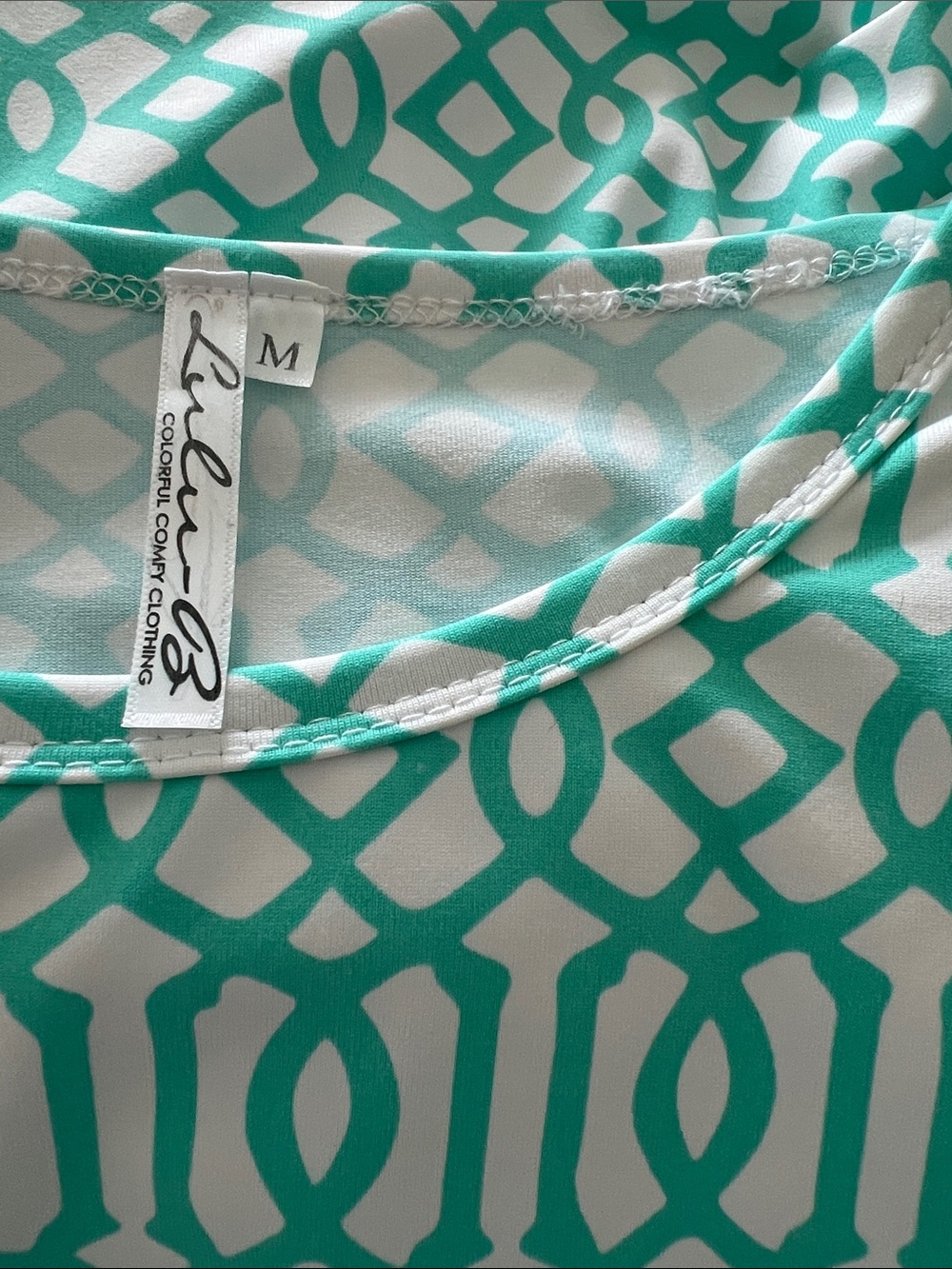 Lulu-B Aqua Geometric Midi Shift Dress